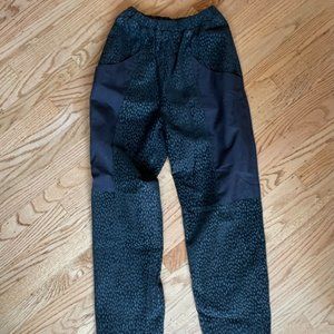 vintage black suede leopard print elastic waist pants xs